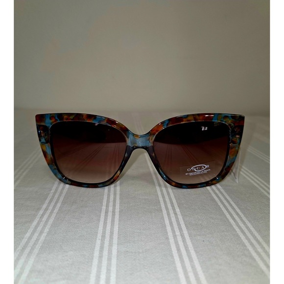 Oscar de la Renta Oversized Square Sunglasses Blue Tortoise UV Protection Women main image 7